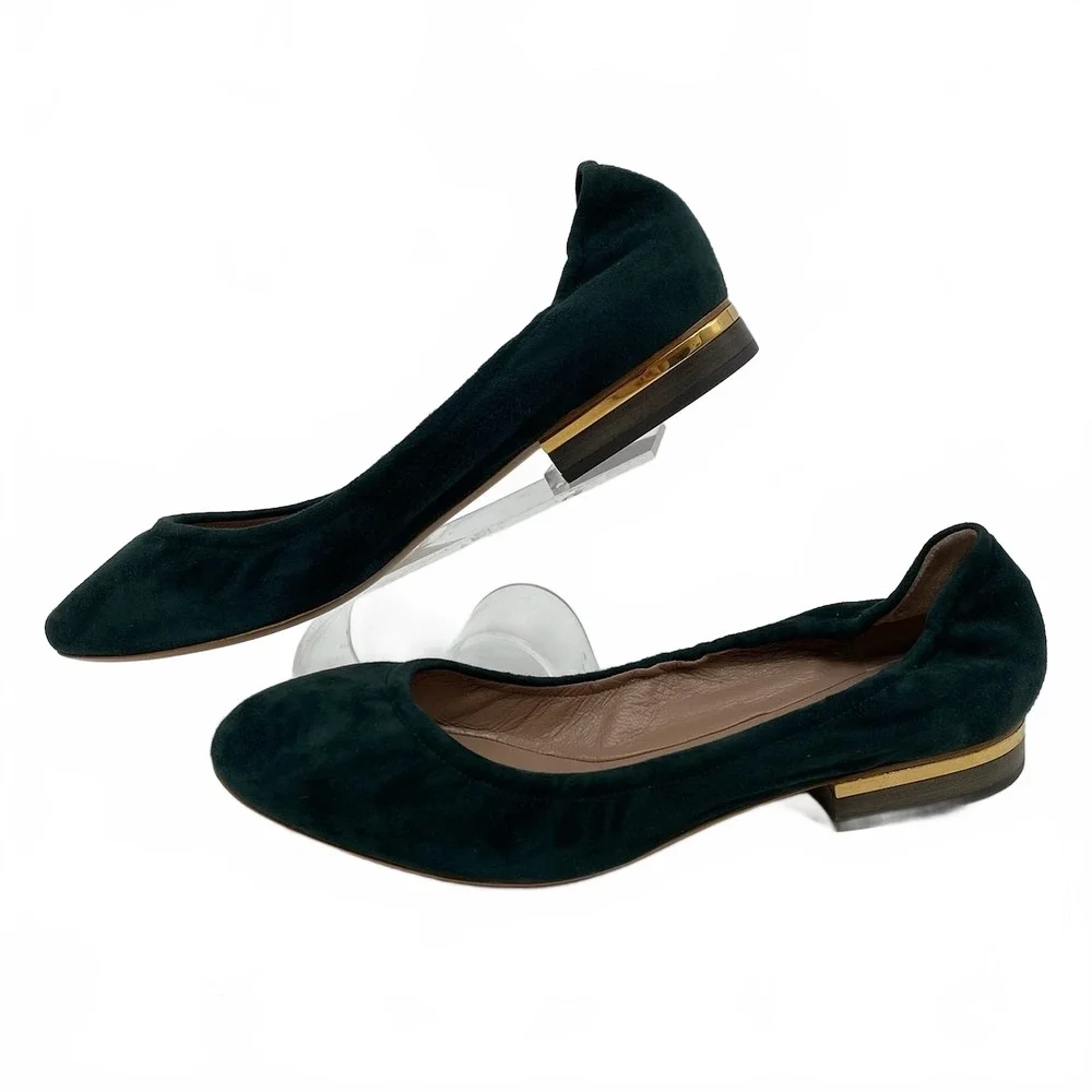 Chloe Green Gold Camoscio Suede Flats | EU38 (7 US)